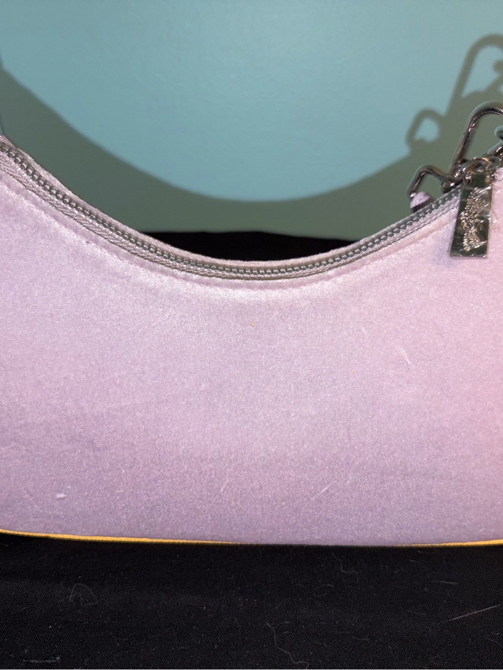 Von Dutch Lilac Shoulder Bag with Yellow Trim and Gold Logo - Picture 2 of 5